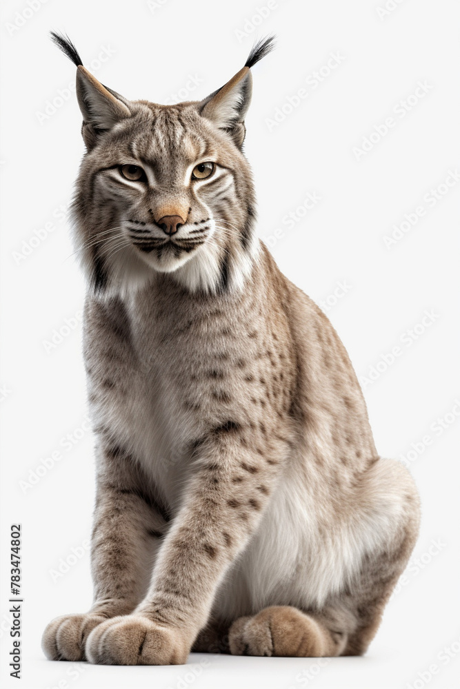 Obraz premium Lynx, Bobcats, Lynx Cub, on White Background