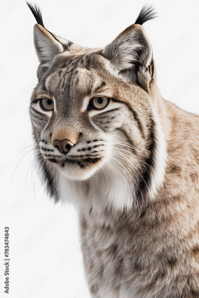Obraz premium Lynx, Bobcats, Lynx Cub, on White Background