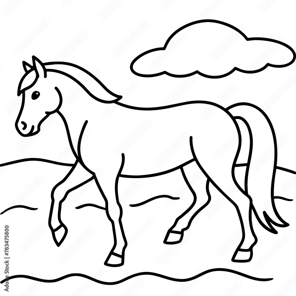 horse walks along the seashore colouring page
horse walks along the seashore colouring page