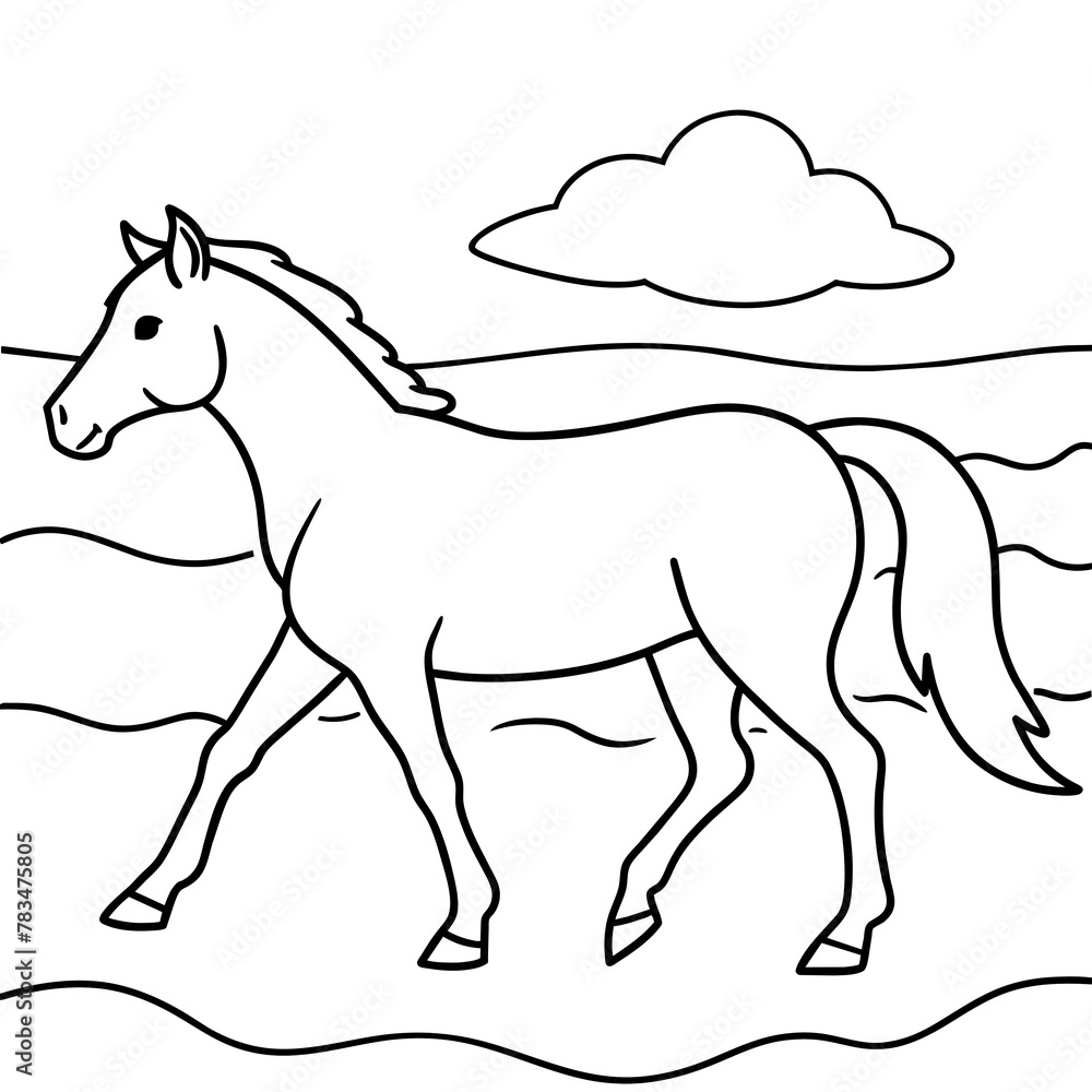 horse walks along the seashore colouring page
horse walks along the seashore colouring page