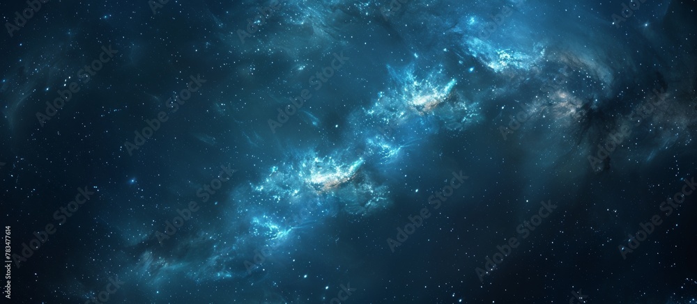 A mesmerizing galaxy filled with twinkling stars contrasts against a distant radiant blue galaxy in the vast universe