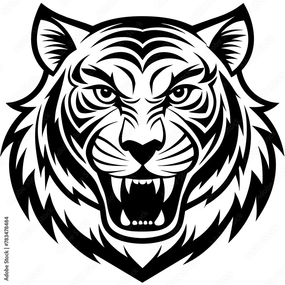 Fototapeta premium head of lion mascot,lion silhouette,vector,icon,svg,characters,Holiday t shirt,black tiger drawn trendy logo Vector illustration,tiger on a white background,eps,png