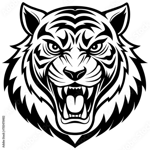 Fototapeta Naklejka Na Ścianę i Meble -  head of lion mascot,lion silhouette,vector,icon,svg,characters,Holiday t shirt,black tiger drawn trendy logo Vector illustration,tiger on a white background,eps,png