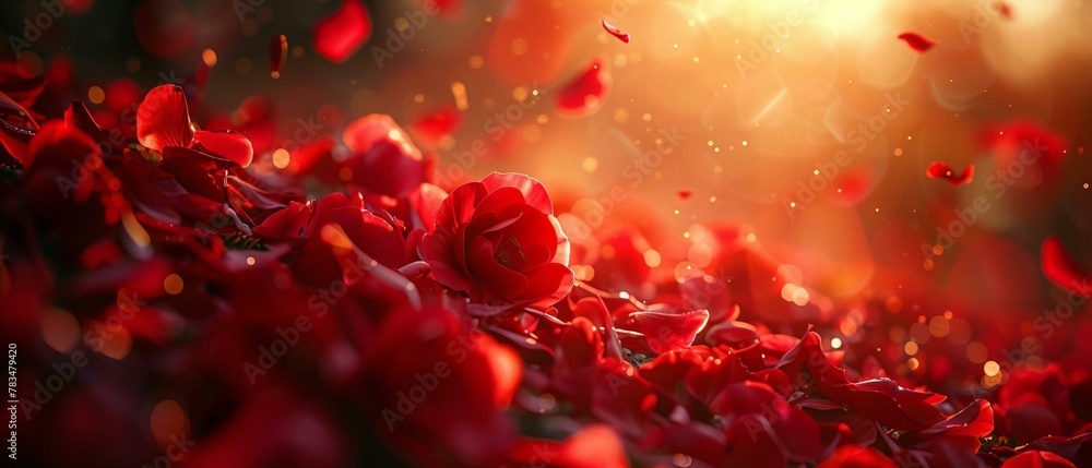 Serenade of red petals, lit by the day's first light