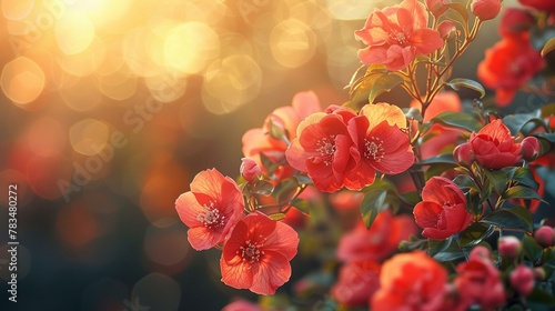 Floral radiance, red blooms in the soft sunlight