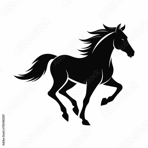 Running Horse Silhouette art logo vector illustration isolated on white background.