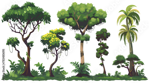 set of four trees