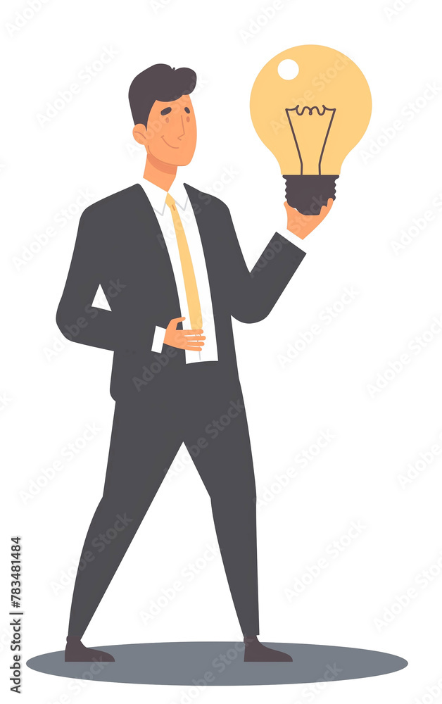 Business professional with a light bulb, flat design. Business professional with a light bulb, flat design.