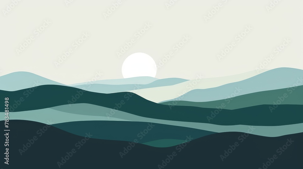 Rolling hills with a minimalist horizon line Rolling hills with a minimalist horizon line
