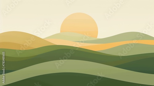  Rolling hills with a minimalist horizon line