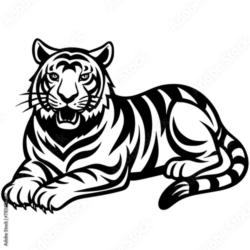 head of lion mascot,lion silhouette,vector,icon,svg,characters,Holiday t shirt,black tiger drawn trendy logo Vector illustration,tiger on a white background,eps,png © SK kobita