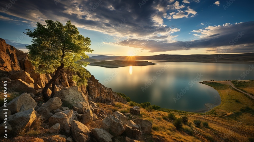 Beauty of nature, Sunset over the river Beauty of nature, Sunset over the river
