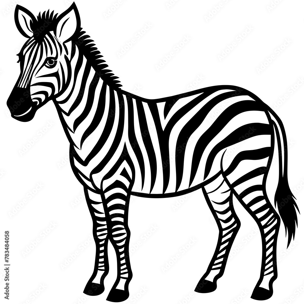 Obraz premium zebra vector illustration mascot,zebra silhouette,vector,icon,svg,characters,Holiday t shirt,black zebra drawn trendy logo Vector illustration,zebra on a white background,eps,png