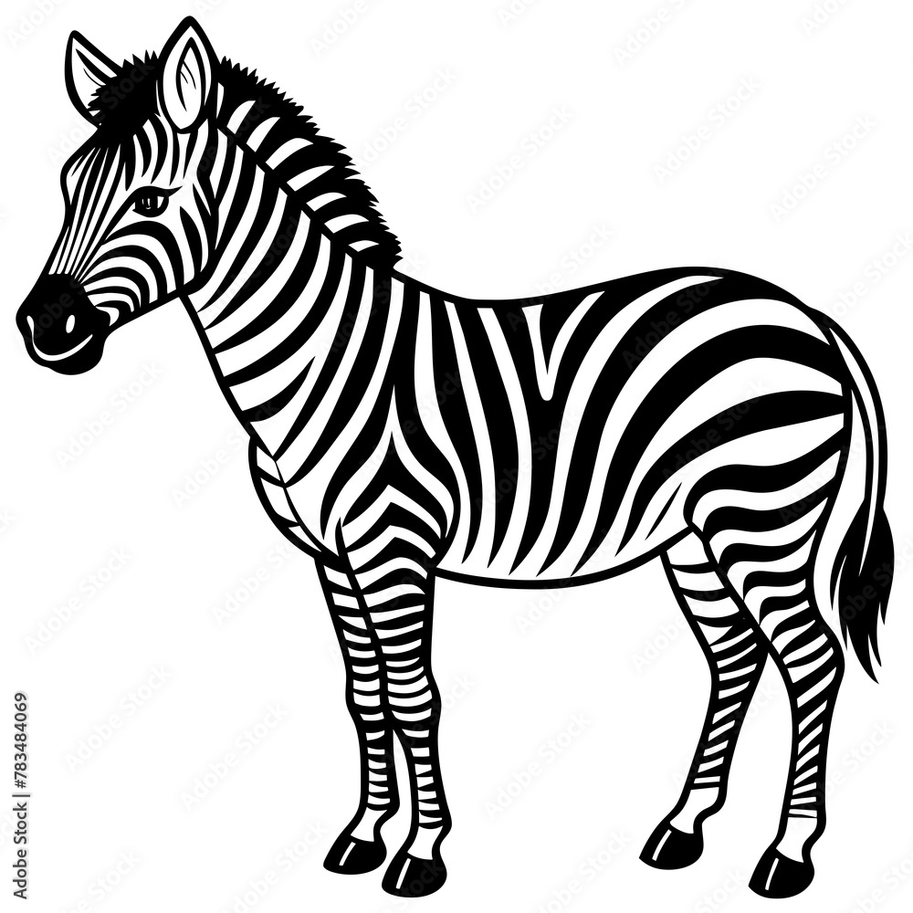 Fototapeta premium zebra vector illustration mascot,zebra silhouette,vector,icon,svg,characters,Holiday t shirt,black zebra drawn trendy logo Vector illustration,zebra on a white background,eps,png