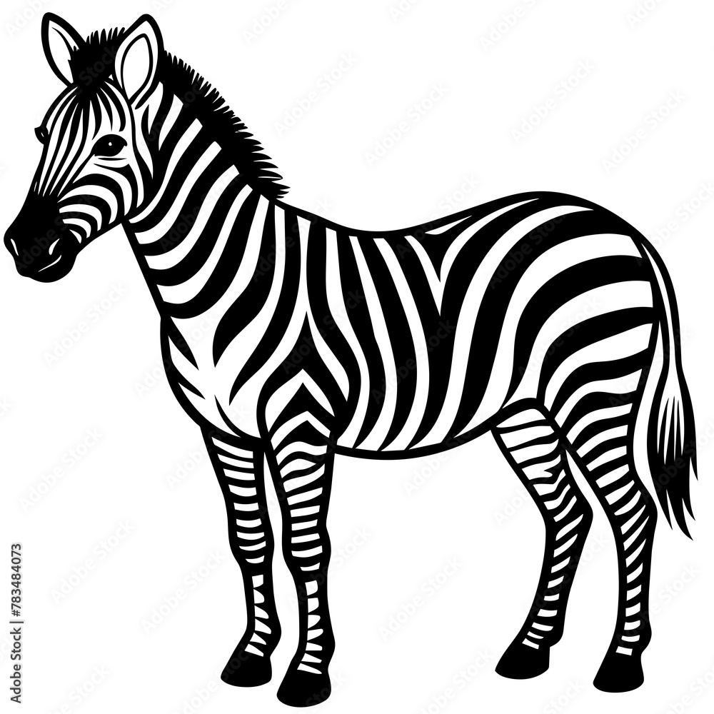 Fototapeta premium zebra vector illustration mascot,zebra silhouette,vector,icon,svg,characters,Holiday t shirt,black zebra drawn trendy logo Vector illustration,zebra on a white background,eps,png