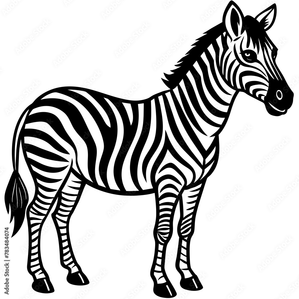 Fototapeta premium zebra vector illustration mascot,zebra silhouette,vector,icon,svg,characters,Holiday t shirt,black zebra drawn trendy logo Vector illustration,zebra on a white background,eps,png