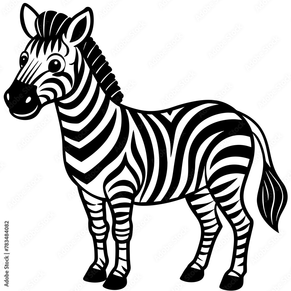 Obraz premium zebra vector illustration mascot,zebra silhouette,vector,icon,svg,characters,Holiday t shirt,black zebra drawn trendy logo Vector illustration,zebra on a white background,eps,png