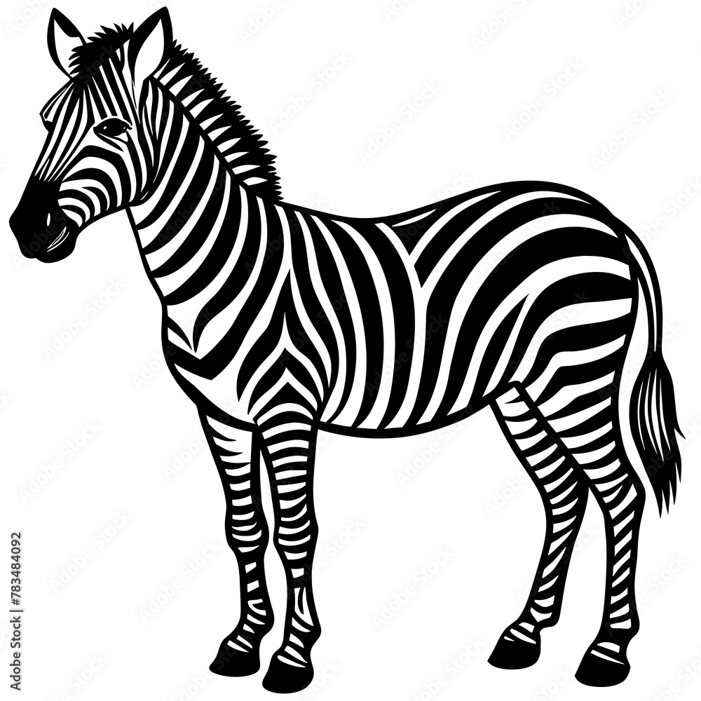 Obraz premium zebra vector illustration mascot,zebra silhouette,vector,icon,svg,characters,Holiday t shirt,black zebra drawn trendy logo Vector illustration,zebra on a white background,eps,png
