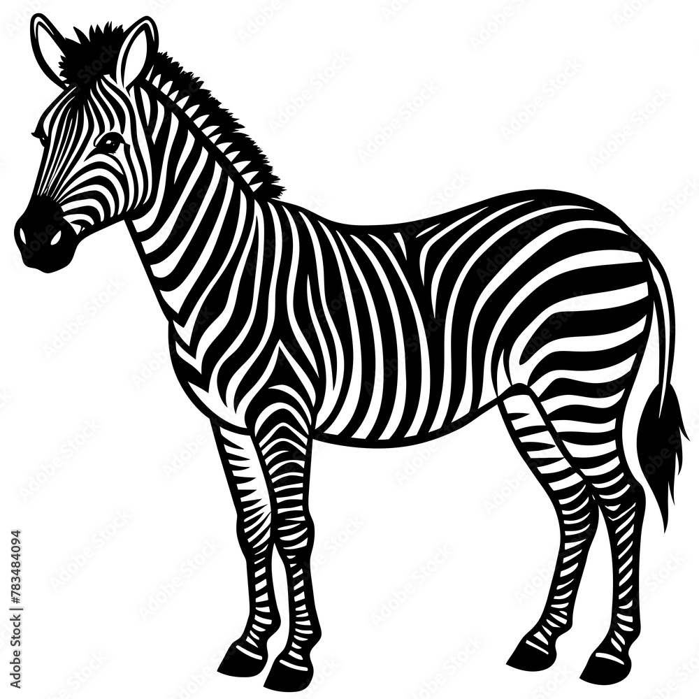 Obraz premium zebra vector illustration mascot,zebra silhouette,vector,icon,svg,characters,Holiday t shirt,black zebra drawn trendy logo Vector illustration,zebra on a white background,eps,png