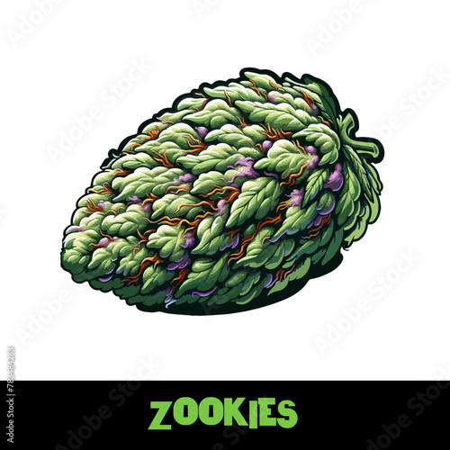 Vector Illustrated Zookies Cannabis Bud Strain Cartoon