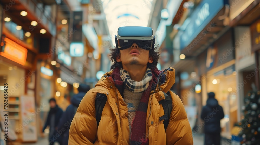 people using VR on the street photo of progress in VR technology being used by men and women on the street people using VR on the street photo of progress in VR technology being used by men and women on the street