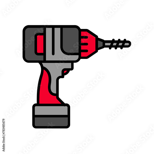 Power Drill icon. fill color icon