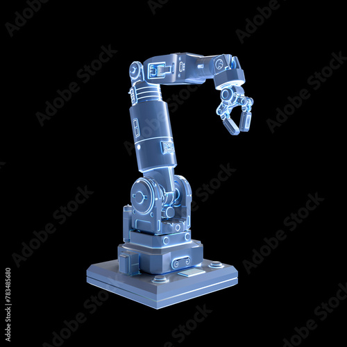 Ai robotic arm isolated on black background
