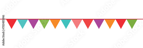 Multicolored bright triangular flags  isolated on a white background