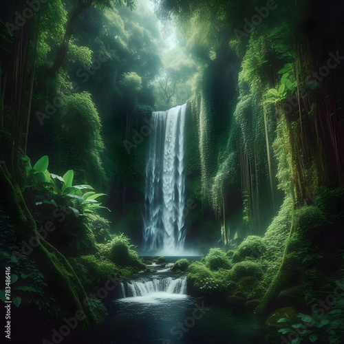 A waterfall hidden in the jungle 1, generative AI