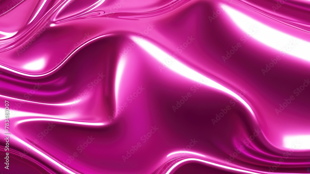 Obraz premium Liquid pink color abstract background metallic aluminum foil 