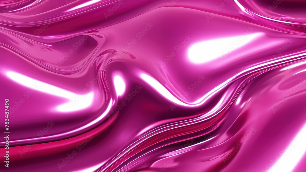 Obraz premium Liquid pink color abstract background metallic aluminum foil 