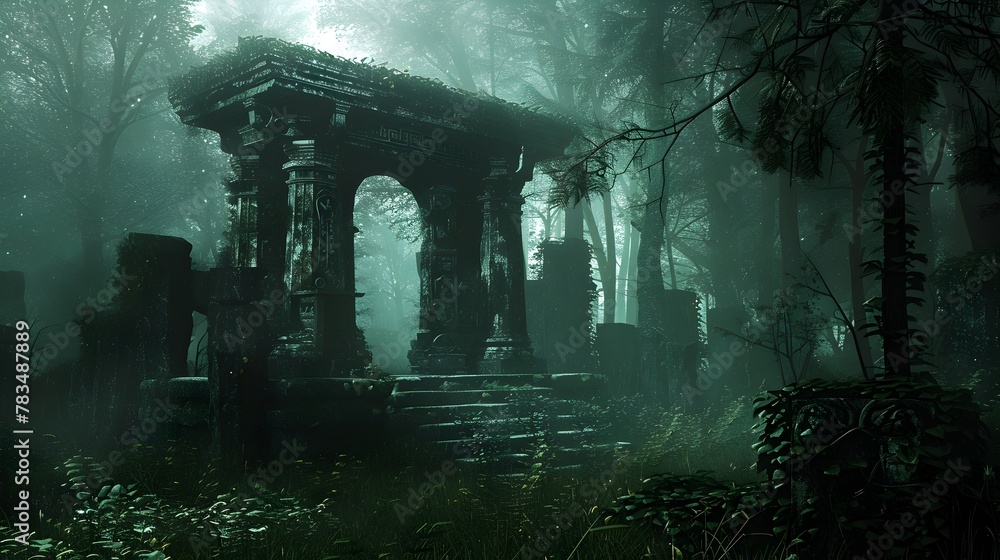 Traveler Stumbles Upon Forgotten Shrine in Haunting Forest Depths