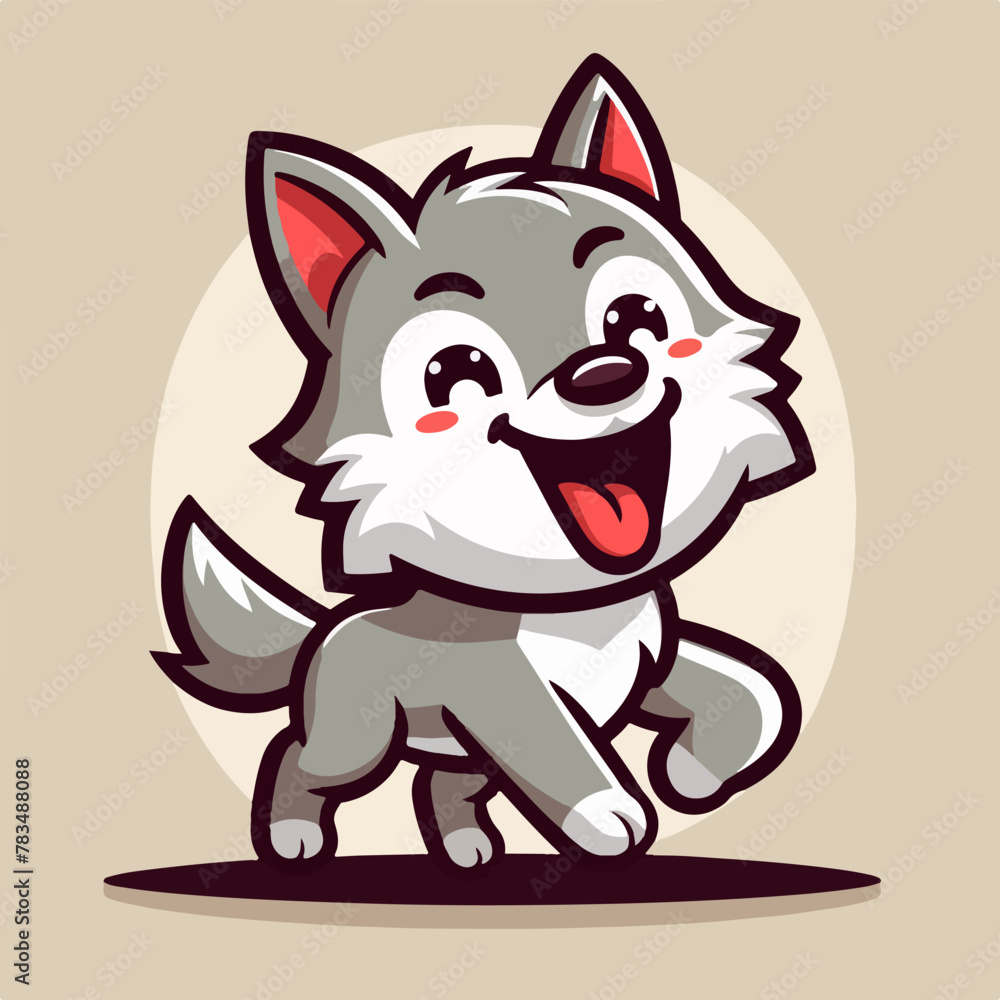 vector illustration cute happy wolf vector illustration cute happy wolf