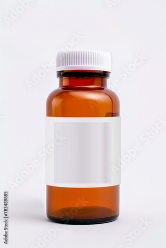 A bottle of medicine is sitting on a white background