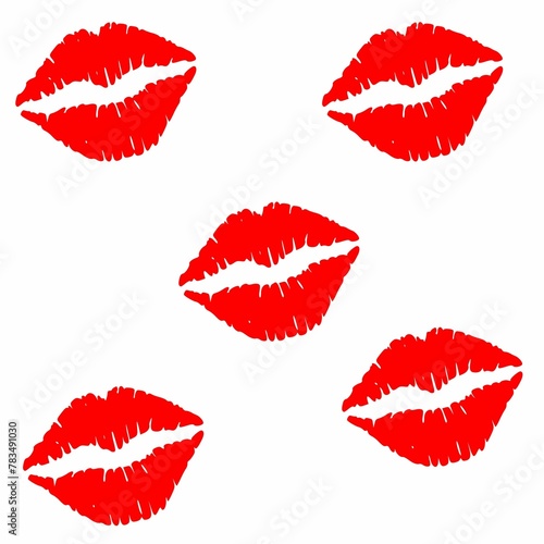 lovely lips kissing set white background. 