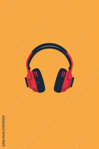 A minimalist representation of a headphones on a solid background
