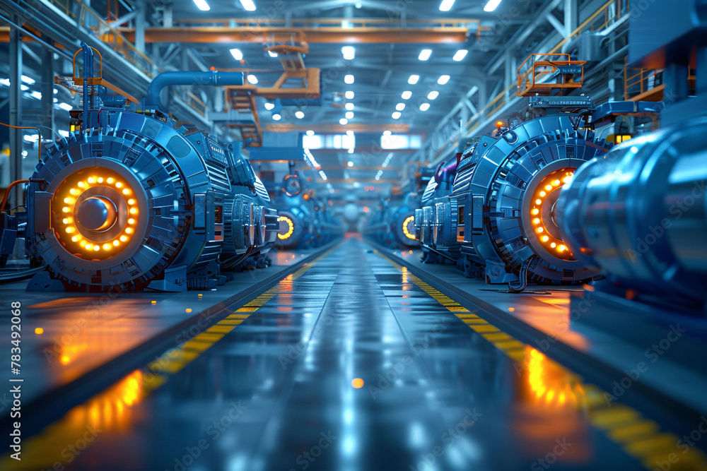 Assembly line operation scene, smart manufacturing concept creative illustration Assembly line operation scene, smart manufacturing concept creative illustration