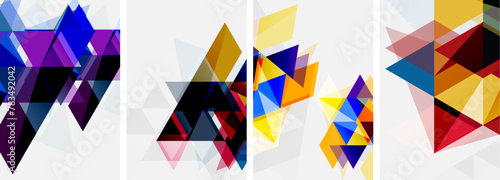 a set of four colorful geometric shapes on a white background