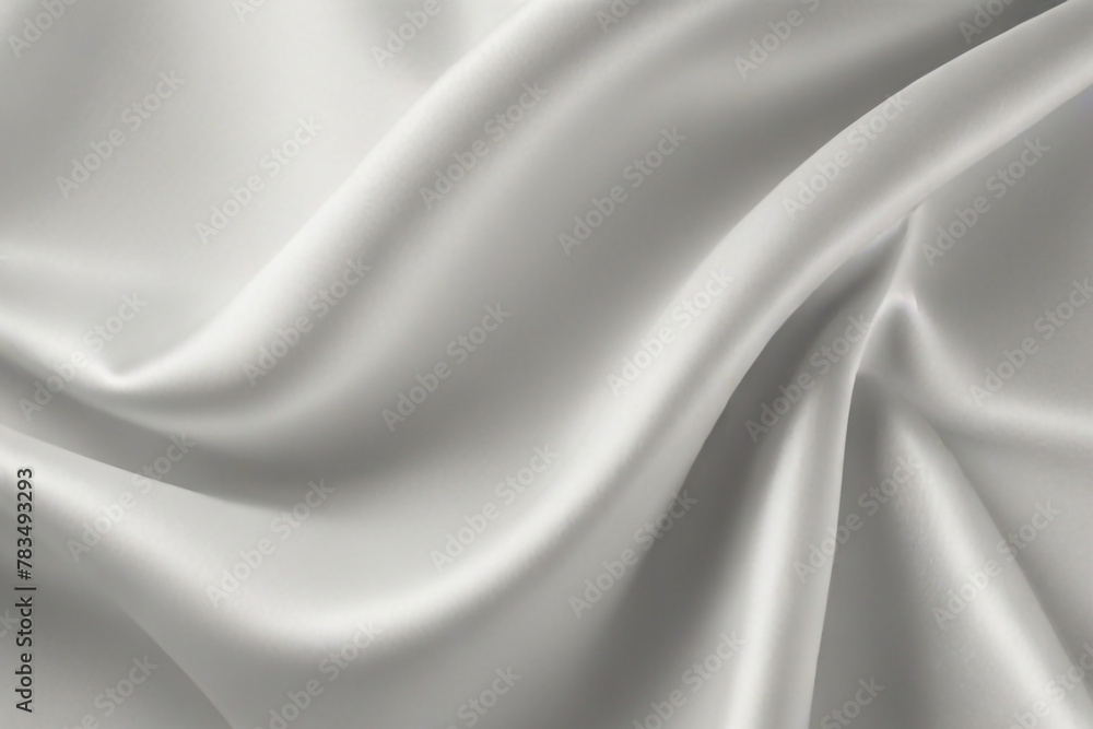 luxury cloth with drapery and wavy folds of ivory color creased smooth silk satin material texture.