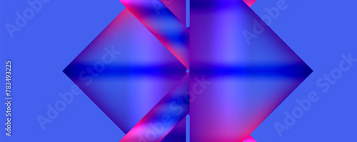 Symmetrical blue and purple geometric shapes on azure background