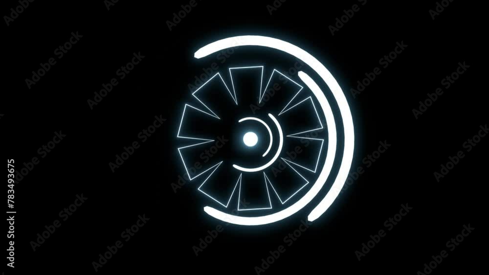 Science fiction circle with bright blue HUD elements. Animated illustration of a rotating tracker on a black background. Round blue ring of circle lines HUD elements Science fiction circle with bright blue HUD elements. Animated illustration of a rotating tracker on a black background. Round blue ring of circle lines HUD elements
