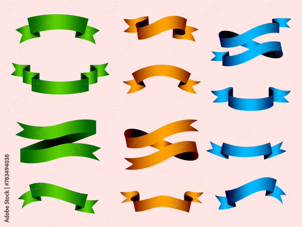 Ribbon elements. Modern simple ribbons collection. Flat banner ribbon for decorative design. Ribbons, Banners, badges, Labels Design Elements. Ribbon elements. Modern simple ribbons collection. Flat banner ribbon for decorative design. Ribbons, Banners, badges, Labels Design Elements.