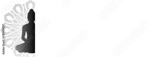 happy guru purnima or vesak day white banner with text space