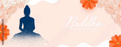 particle style lord gautam buddha purnima wishes banner