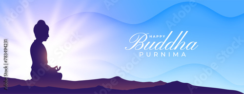 elegant happy buddha purnima religious wallpaper with light effect