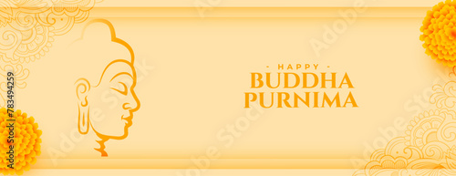 asian cultural happy buddha purnima festive banner with floral design