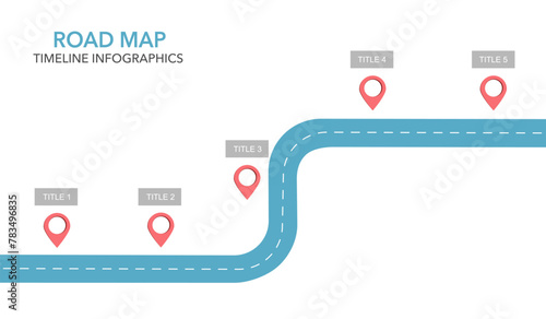 Roadmap timeline infographic template in flat design on white background vector illustration.