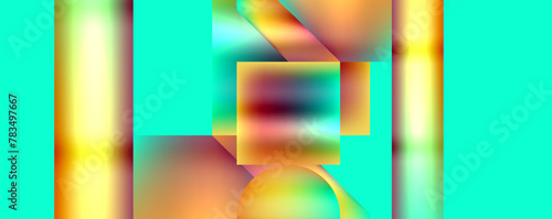Computer generated image of colorful geometric pattern on green background