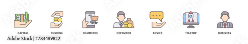 Angel investor icon packs for your design digital and printing of capital, funding, commerce, depositor, advice, startup and business icon live stroke and easy to edit 