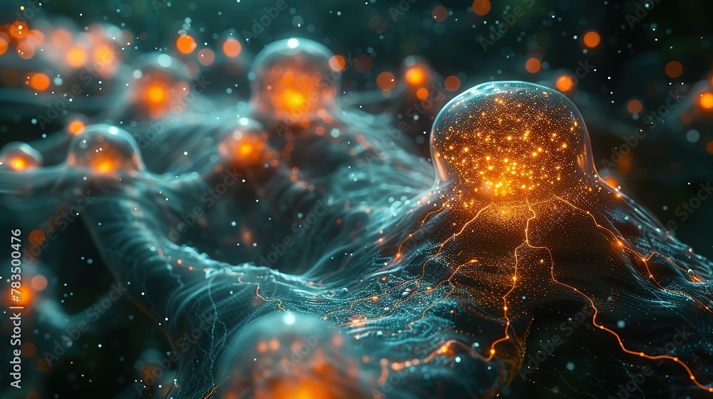 Cyber big data flow. Blockchain data fields. Network line connect stream. Concept of AI technology, digital communication, science research, 3D illustration neural cells. Cyber big data flow. Blockchain data fields. Network line connect stream. Concept of AI technology, digital communication, science research, 3D illustration neural cells.